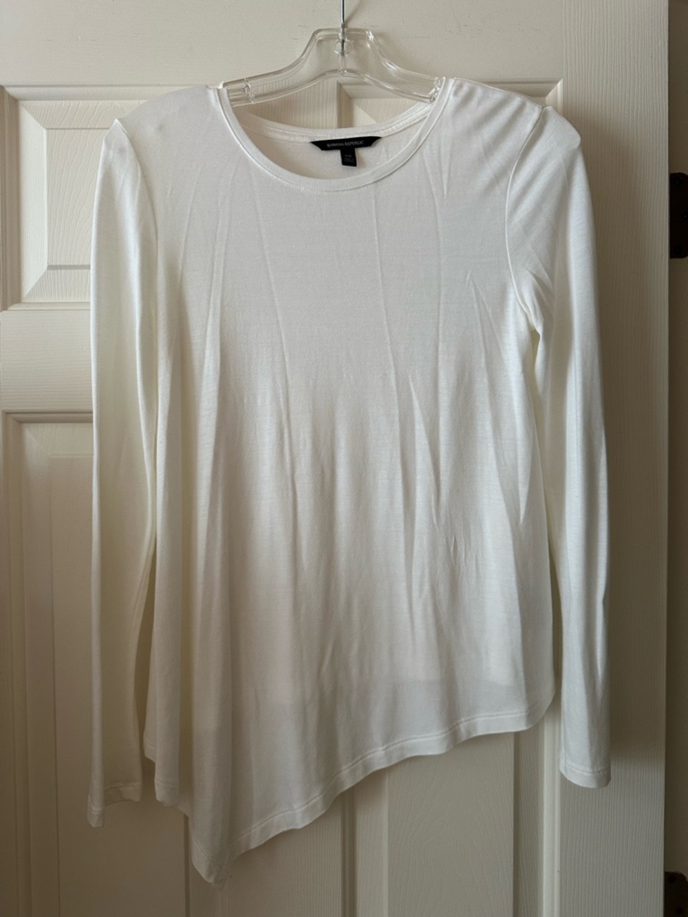 Banana Republic White Asymmetric Long-Sleeve Top- XS
